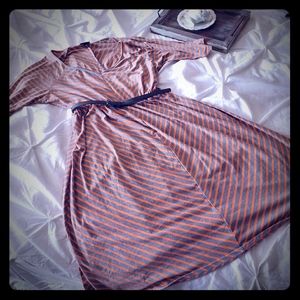 Torrid knee length gray and coral dress